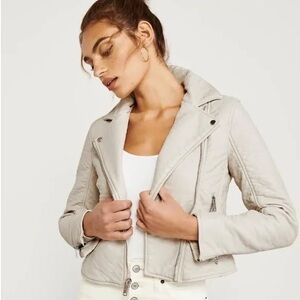 Abercrombie & Fitch Cream Vegan Leather Jacket xxs